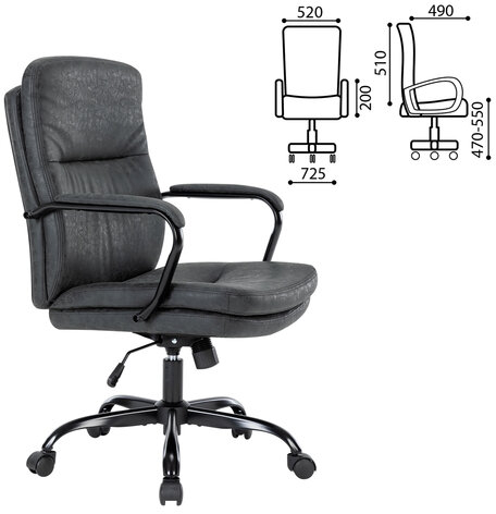 Кресло Chairman CH 301, подлокотники металл, пятилучие металл, экокожа, черное, 7145932