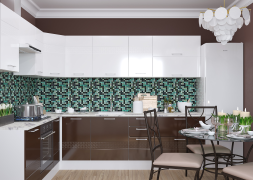 Кухня Люкс комплект 6 Шоколад глянец/Белый глянец