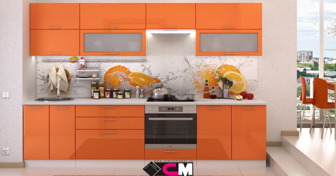 Кухня Ксения Оранж (2,8 м) модульная