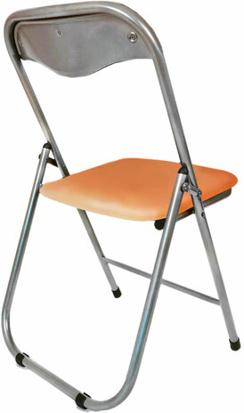 Стул складной для дома и офиса РС04, серебристый каркас, кожзам песочный