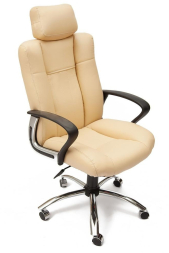 Кресло OXFORD хром кож/зам, бежевый/бежевый перфорированный, 36-34/36-34/06