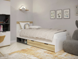 Кровать Скайлайт СЛ-32К блэквуд ячменный/графит/белый