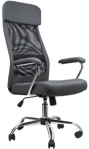 Кресло офисное BRABIX "Flight EX-540", хром, ткань, сетка, серое, 531848