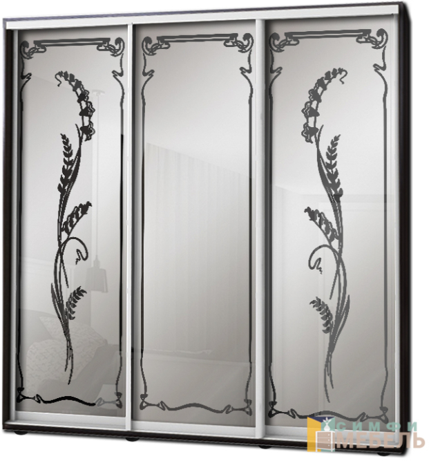 Шкаф купе 3х дв Пескоструй фон матовый № 25