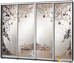 Шкаф купе 4х дв Пескоструй фон матовый № 28