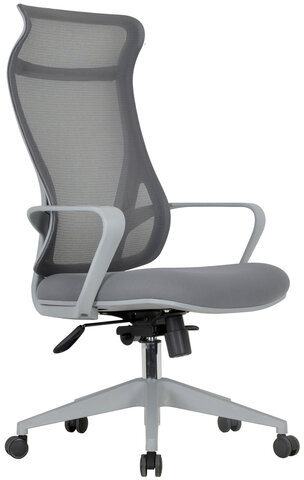 Кресло офисное CHAIRMAN CH 577, эргономичная спинка, серый пластик, сетка/ткань, серое, 7146057