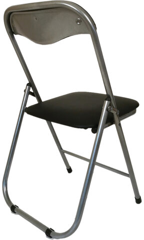 Стул складной для дома и офиса РС04, серебристый каркас, кожзам черный