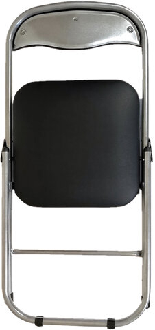 Стул складной для дома и офиса РС04, серебристый каркас, кожзам черный