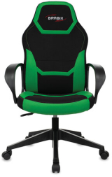 Кресло компьютерное BRABIX "Alpha GM-018", ткань/экокожа, черное/зеленое, 532639, GM-018_532639