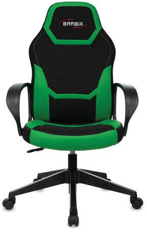 Кресло компьютерное BRABIX "Alpha GM-018", ткань/экокожа, черное/зеленое, 532639, GM-018_532639
