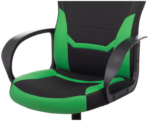 Кресло компьютерное BRABIX "Alpha GM-018", ткань/экокожа, черное/зеленое, 532639, GM-018_532639
