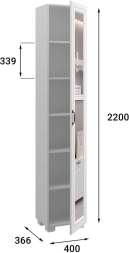 Шкаф-пенал с зеркалом «Монблан» МБ-22К белое дерево