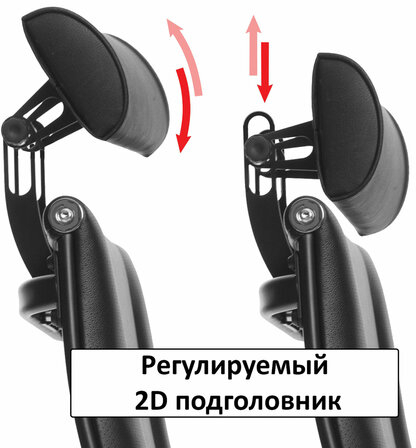 Кресло офисное МЕТТА "К-32-2D" хром, рецик. кожа, подголовник, сиденье и спинка мягкие, черное