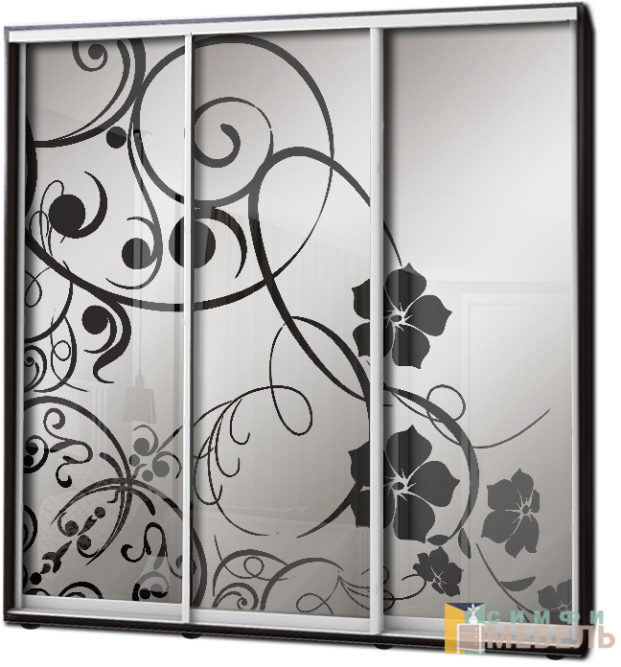 Шкаф купе 3х дв Пескоструй фон матовый № 26