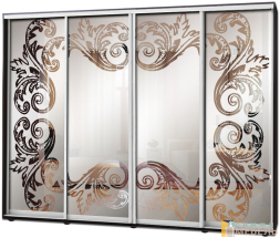 Шкаф купе 4х дв Пескоструй фон матовый № 29