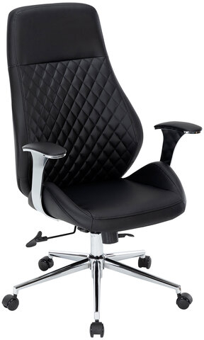 Кресло офисное CHAIRMAN CH 790, хром, эргономичное, экокожа, черное, 7145936