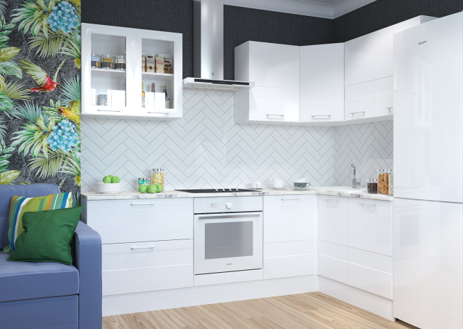 Кухня Люкс комплект 8 Белый глянец