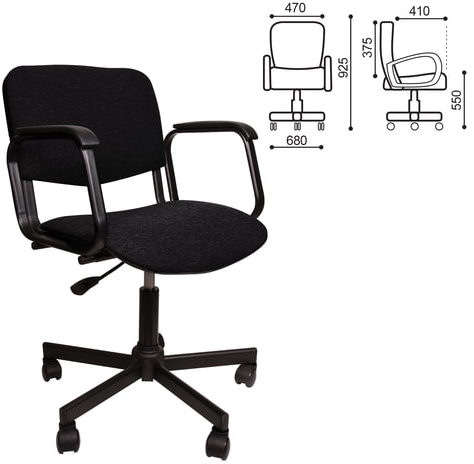 Кресло КР08, с подлокотниками, черное, КР01.00.08-101-