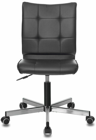 Кресло BRABIX "Stream MG-314", без подлокотников, пятилучие серебристое, экокожа, черное, 532077