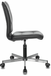 Кресло BRABIX "Stream MG-314", без подлокотников, пятилучие серебристое, экокожа, черное, 532077