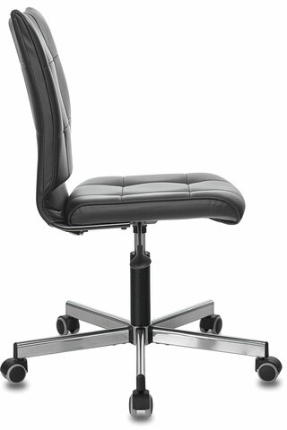 Кресло BRABIX "Stream MG-314", без подлокотников, пятилучие серебристое, экокожа, черное, 532077