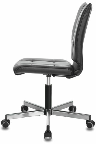 Кресло BRABIX "Stream MG-314", без подлокотников, пятилучие серебристое, экокожа, черное, 532077