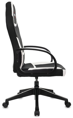 Кресло компьютерное BRABIX "Alpha GM-018", ткань/экокожа, черное/белое, 532640, GM-018_532640