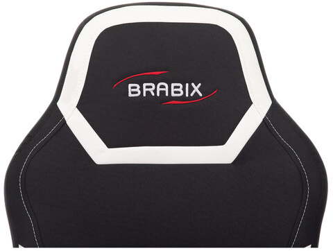 Кресло компьютерное BRABIX "Alpha GM-018", ткань/экокожа, черное/белое, 532640, GM-018_532640