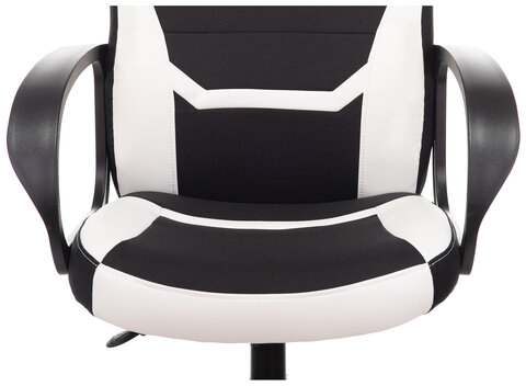 Кресло компьютерное BRABIX "Alpha GM-018", ткань/экокожа, черное/белое, 532640, GM-018_532640