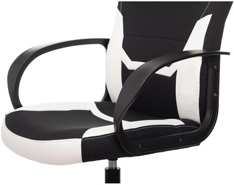 Кресло компьютерное BRABIX "Alpha GM-018", ткань/экокожа, черное/белое, 532640, GM-018_532640