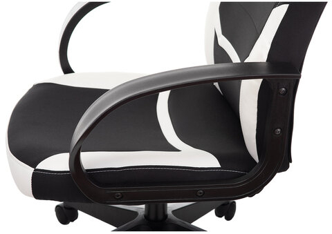 Кресло компьютерное BRABIX "Alpha GM-018", ткань/экокожа, черное/белое, 532640, GM-018_532640