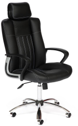 Кресло OXFORD хром кож/зам, черный/черный перфорированный, 36-6/36-6/06