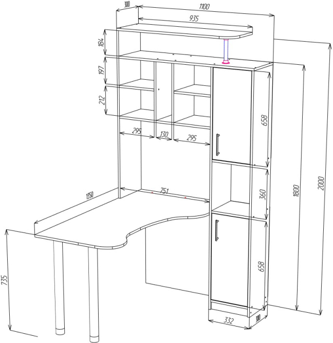 Стол компьютерный угловой СК-14
