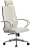 Кресло офисное МЕТТА "К-34" хром, рецик. кожа, подголовник, сиденье и спинка мягкие, белое