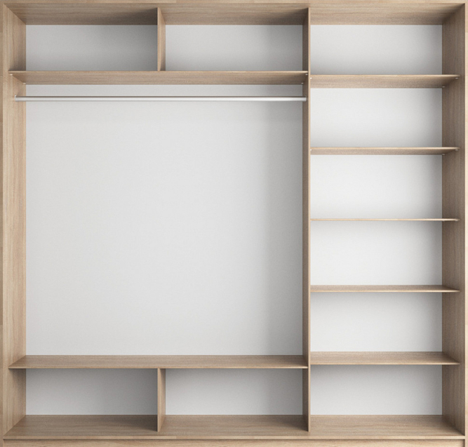 Шкаф-купе Прайм 3-х дверный (ЛДСП/Зеркало/ЛДСП) Сонома