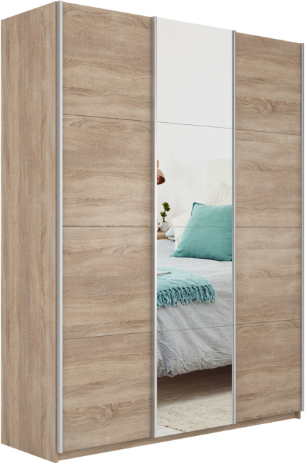 Шкаф-купе Прайм 3-х дверный (ЛДСП/Зеркало/ЛДСП) Сонома