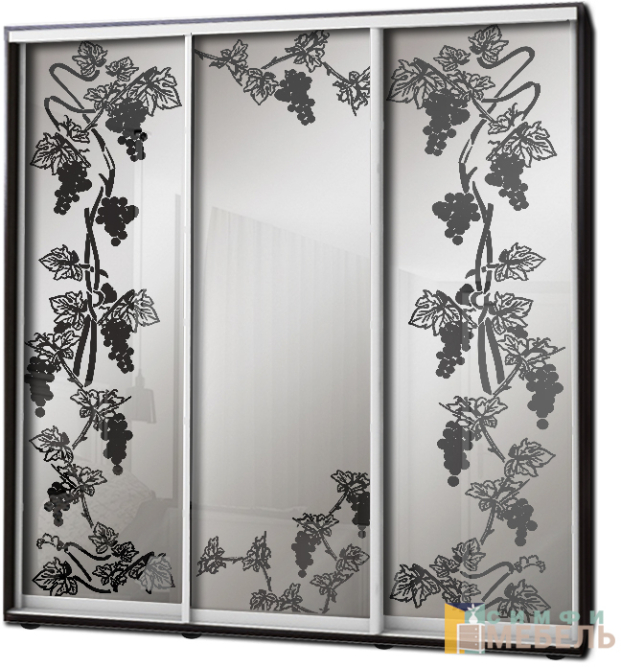 Шкаф купе 3х дв Пескоструй фон матовый № 27