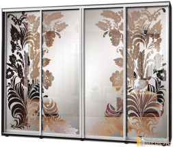 Шкаф купе 4х дв Пескоструй фон матовый № 30
