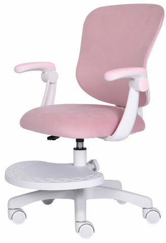 Кресло детское с подставкой для ног BRABIX "Sky MG-206", велюр, розовое, 533154