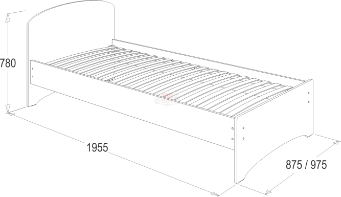 Кровать-2 одинарная с фигурной спинкой