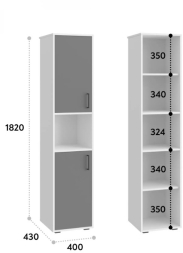 Шкаф-пенал Оскар ОС-02 белый структурный/графит