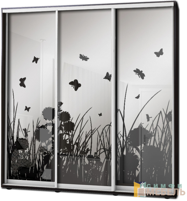 Шкаф купе 3х дв Пескоструй фон матовый № 28