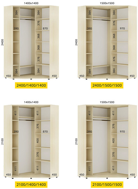 Шкаф-купе угловой Стандарт Комби 1 Ясень шимо темный