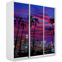 Шкаф-купе Экспресс 3-х дверный (Фото №1014 Закат над городом)