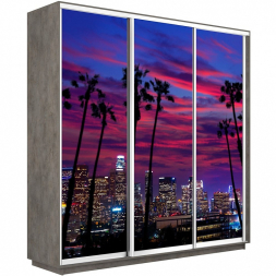 Шкаф-купе Экспресс 3-х дверный (Фото №1014 Закат над городом)