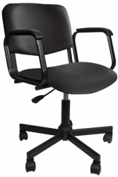 Кресло КР08, с подлокотниками, кожзаменитель, черное, КР01.00.08-201-