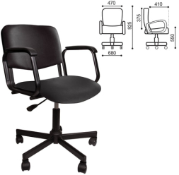 Кресло КР08, с подлокотниками, кожзаменитель, черное, КР01.00.08-201-