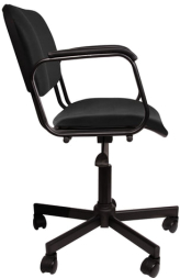 Кресло КР08, с подлокотниками, кожзаменитель, черное, КР01.00.08-201-