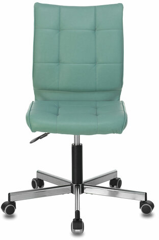 Кресло BRABIX "Stream MG-314", без подлокотников, пятилучие серебристое, экокожа, серо-голубое, 532079