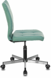 Кресло BRABIX "Stream MG-314", без подлокотников, пятилучие серебристое, экокожа, серо-голубое, 532079